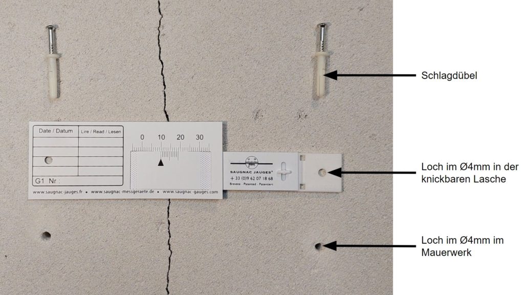 G1+ Rissmess-Lehre (Rissmonitor) - Messung auf 1/20 genau - mit QR Code zum  Auslesen per App